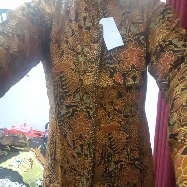 [ Jahit Rapi ] Blusebatik Slimfit Cendrawasih Sogan Atasanbatik Wanita Kerja Kantor Batiksolo Modern