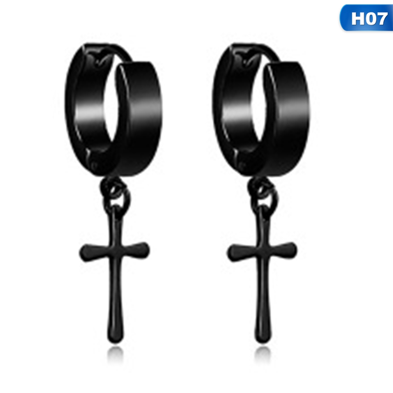 Anting Tindik Bahan Stainless Steel Warna Hitam Gaya Punk Gothic Untuk Unisex