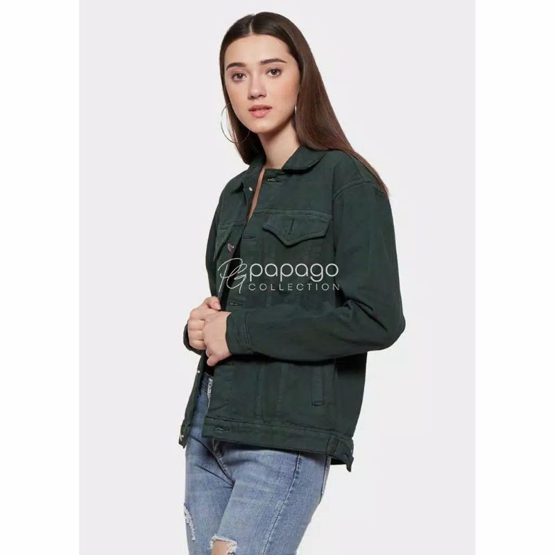 Jaket Jeans - Jaket Denim Wanita Papago Green Army - M