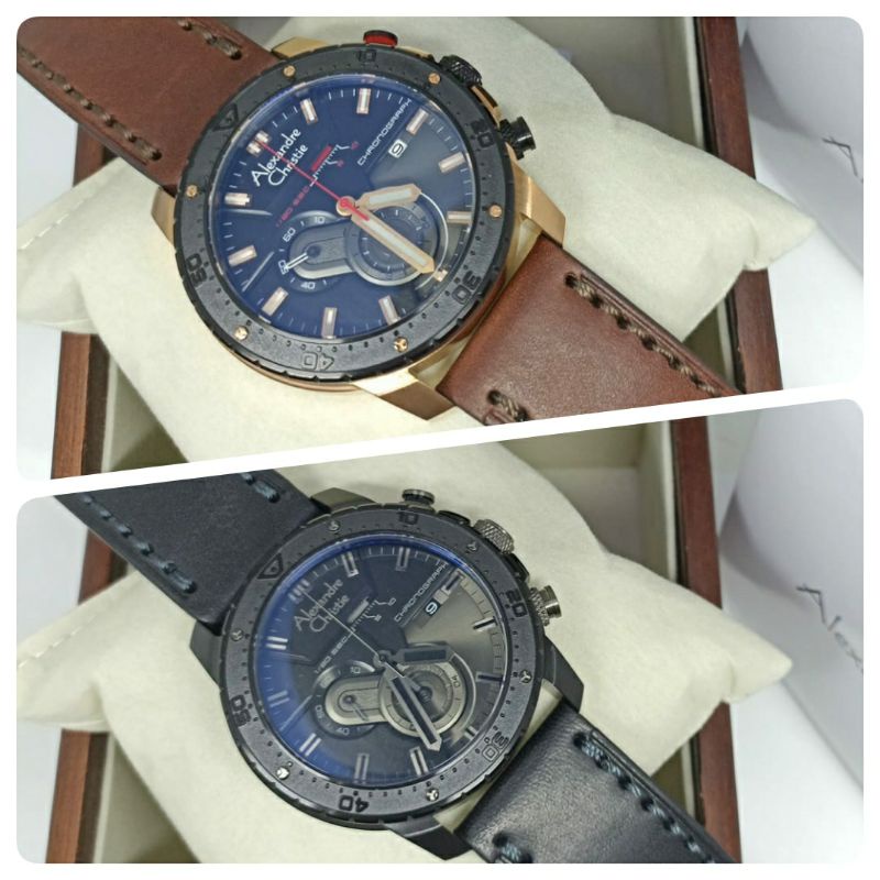 Jam Tangan Pria Alexandre Christie 6627 AC 6627 AC6627 Tali Kulit