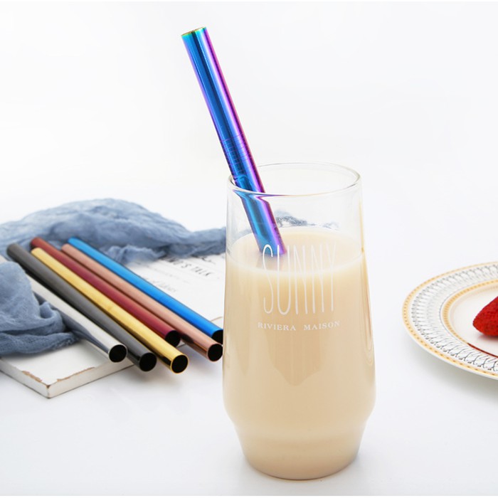 S15X Sedotan Stainless Steel straw BUBBLE milk tea 1.2CM SILVER
