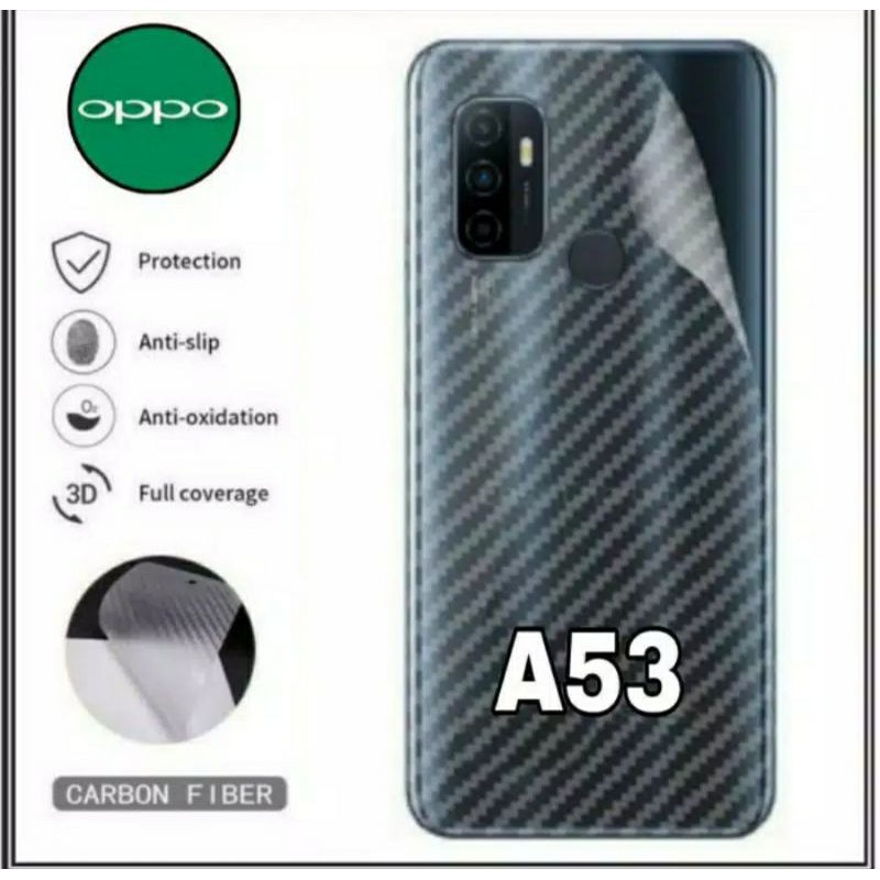 Skin Carbon Transparan Oppo A53 back screen Handphone