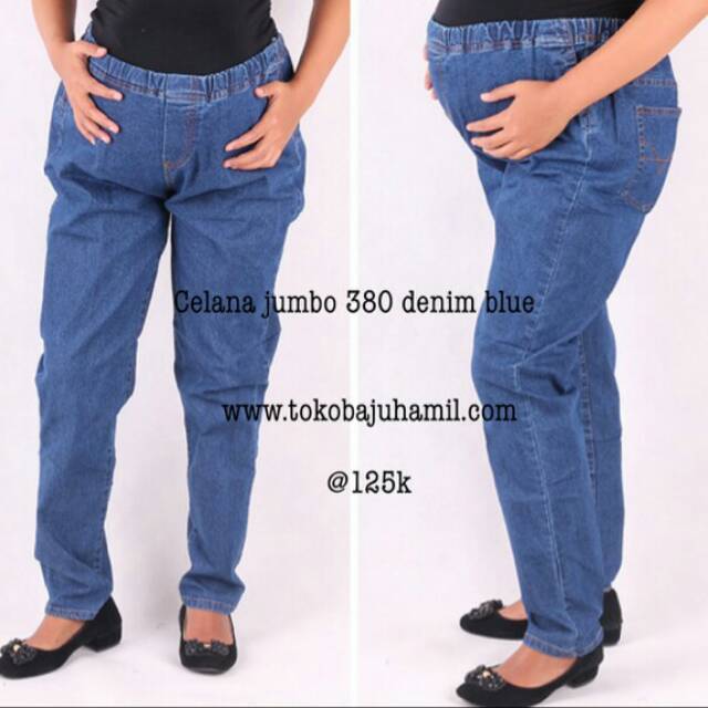 Celana hamil jumbo 380 denim blue