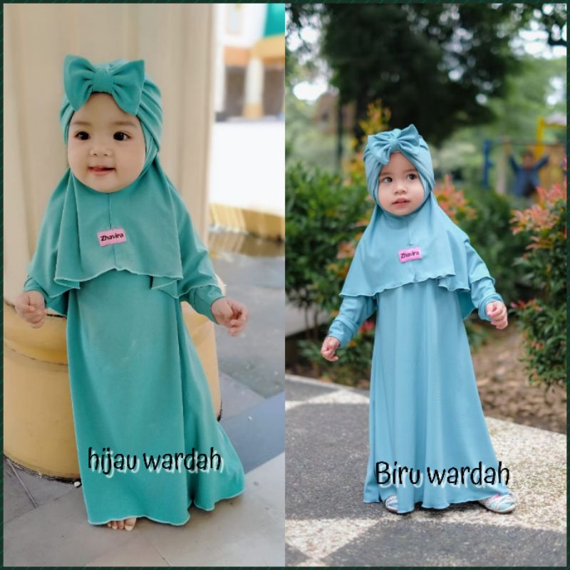 Gamis Polos by Zhavira _Hijau &biru wardah_ gamis baby dan anak