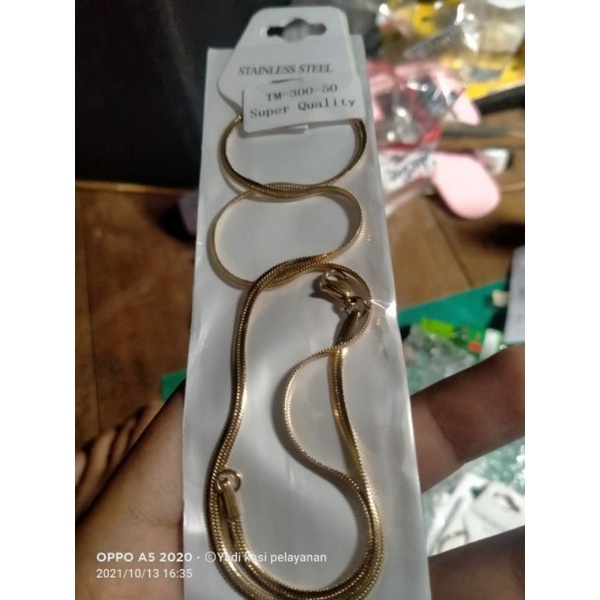 kalung titanium gold model pipih