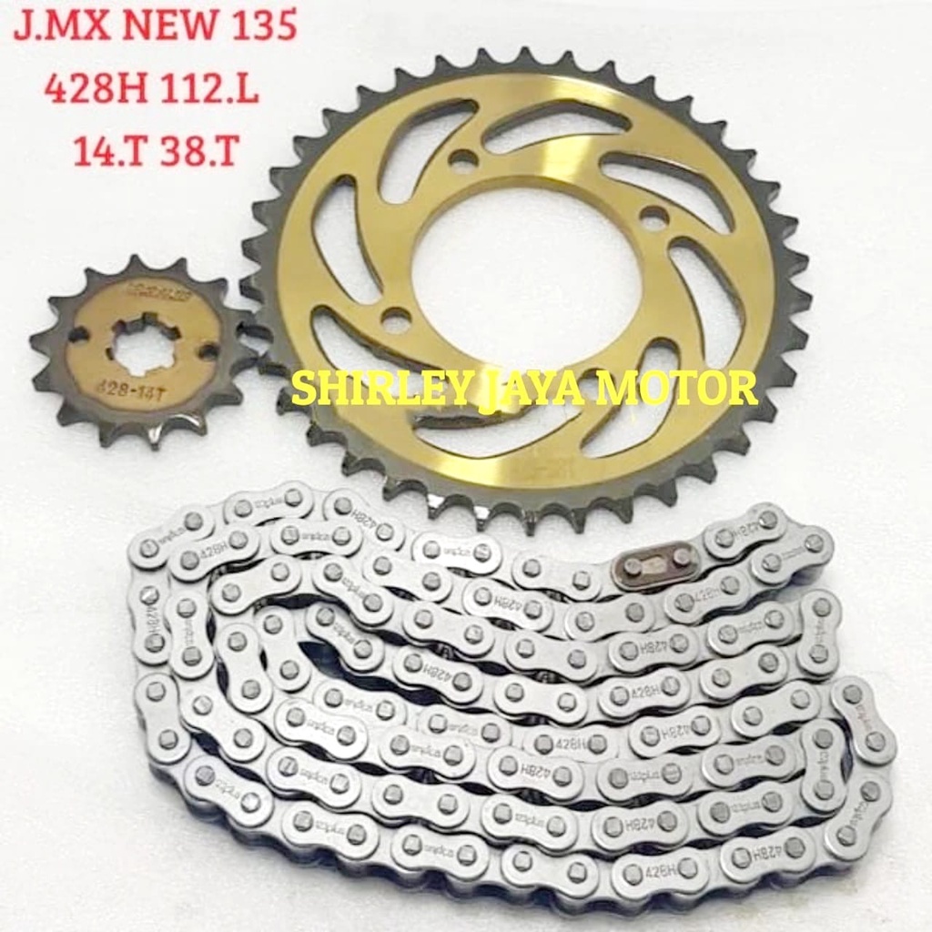 GEAR GIR SET 428H 112.L 38.T 14.T JUPITER MX NEW 135 BEST QUALITY