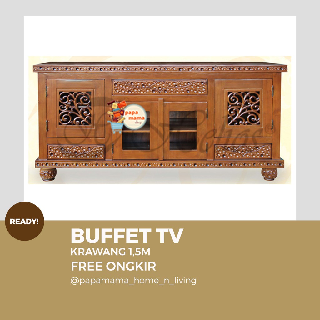 Buffet Tv Jepara 4 pintu Meja  Minimalis  Kayu Medan  BF 