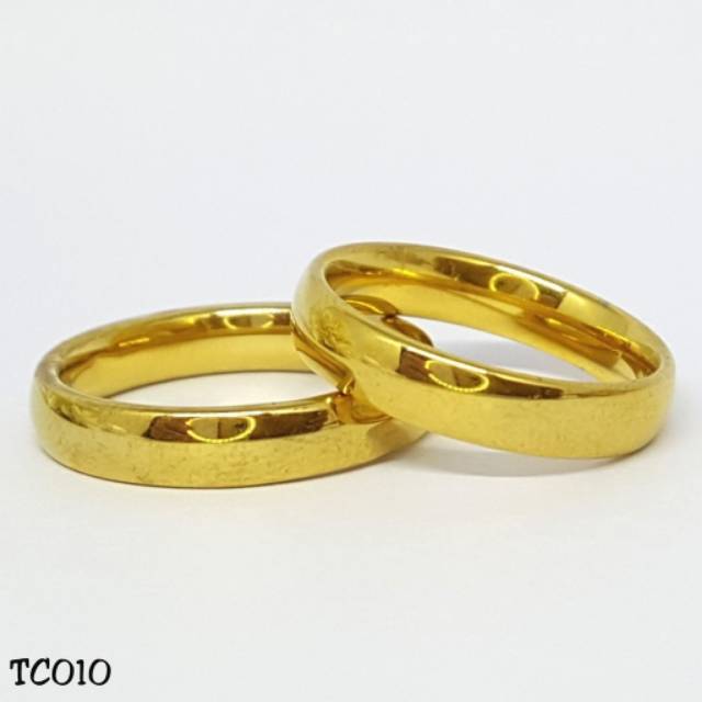 Fourfashion Cincin Couple Polos - Perhiasan Titanium Gold - TC010