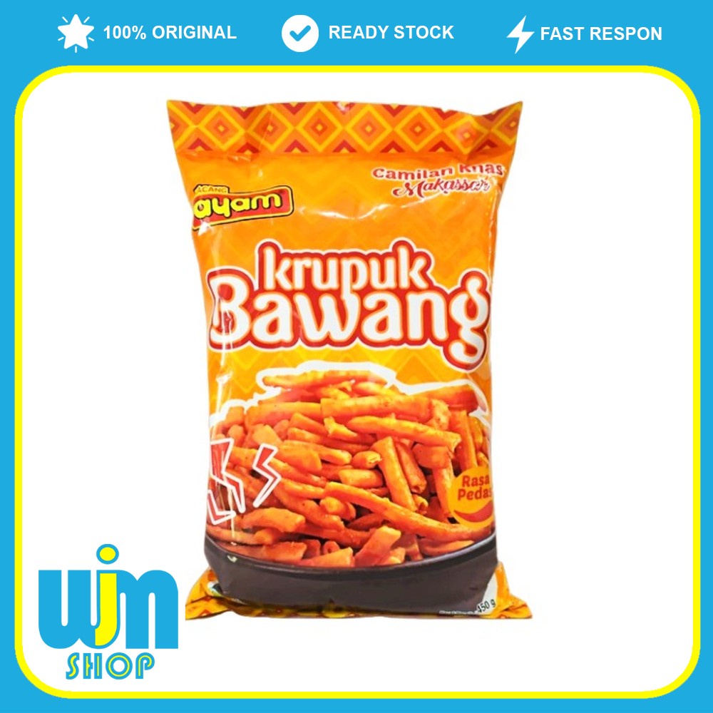 

Kerupuk Bawang 450 gram Cap Kacang Ayam Camilan Khas Makassar Sulawesi Selatan