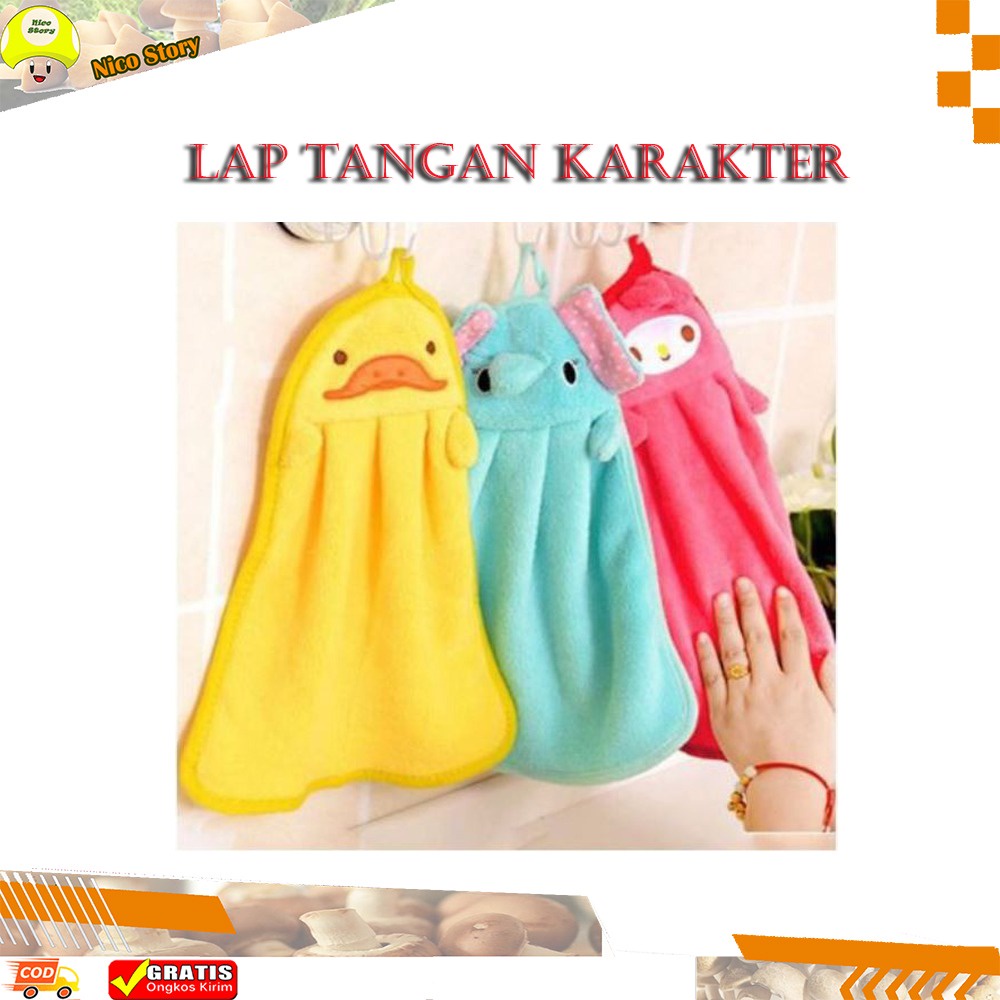 (NCS) [25 Gr] Kain Lap Tangan Karakter / Polos Handuk Polos Kain Lap Hand Towel