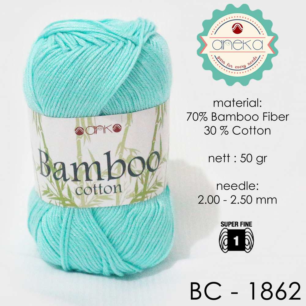 Benang Rajut Katun Bambu / Bamboo Cotton Yarn 2 -  1862 Turkis Muda