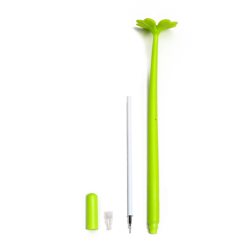 2pcs/pack Creative Cartoon Plant Four-leaf Clover Black Gel Pen Signing Pen for Student School Office