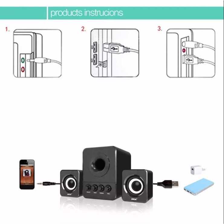 SADA D-203 Speaker Stereo 2.1 with Subwoofer &amp; USB Power