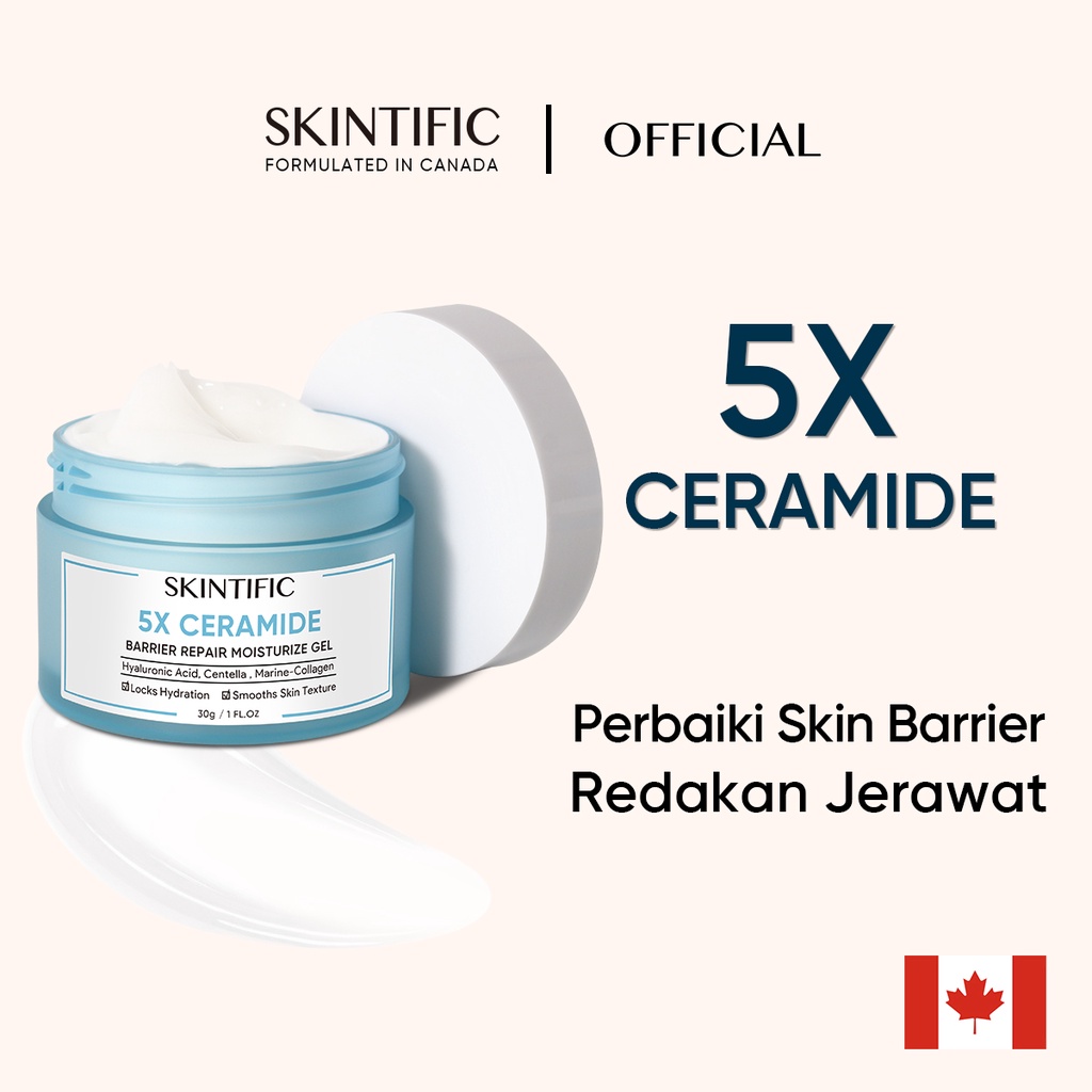 [FLASH SALE] - SKINTIFIC 5X Ceramide Skin Barrier Repair Moisturize Gel 30g Moisturizer Cream Pemutih Wajah Day Cream Night