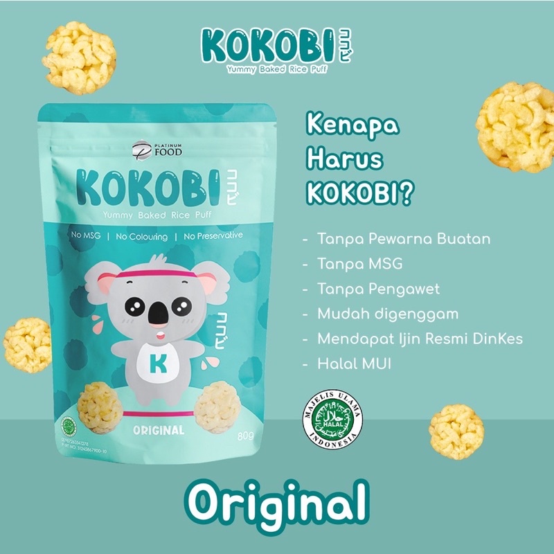 ABE FOOD Kokobi Rice Puff 80g - Snack Beras Bayi Anak - Yummy Baked Rice Puff