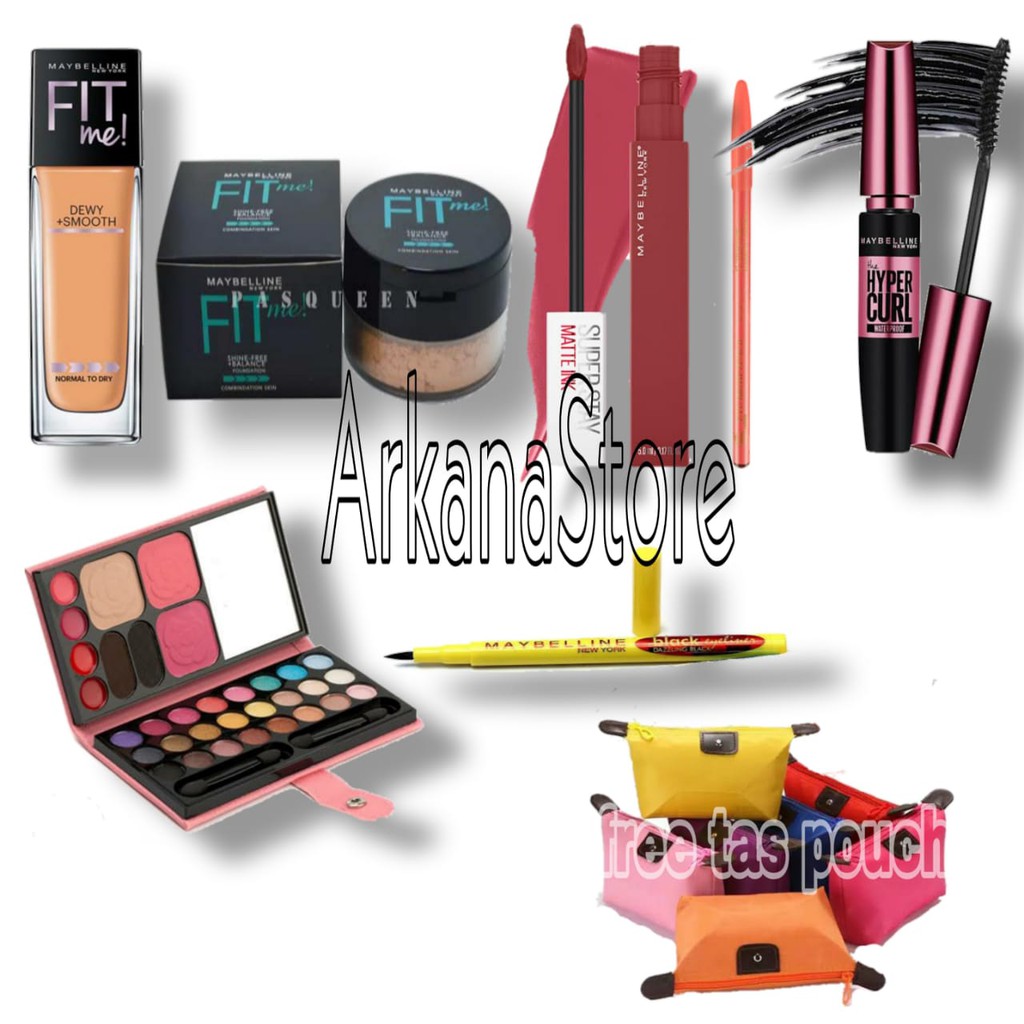 Maybelline Fit Me / Paket Komplit Maybelline Fit Me / Paket Makeup Maybelline / Bedak Fit Me Cusion