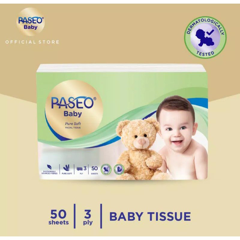 Tissue Paseo Baby Pure Soft 50s / HIJAU KECIL barcode 8993053131239