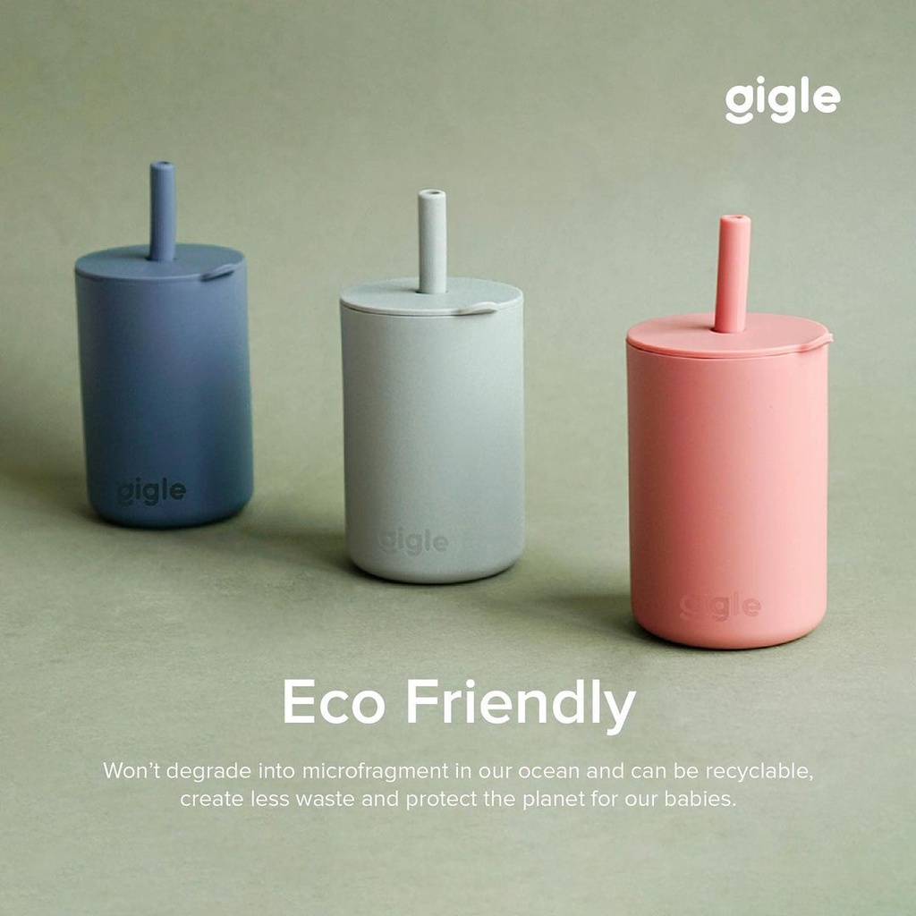 Gigle Silicone Sippy Cup With Straw Gelas Bayi Alat Makan Bayi Premium