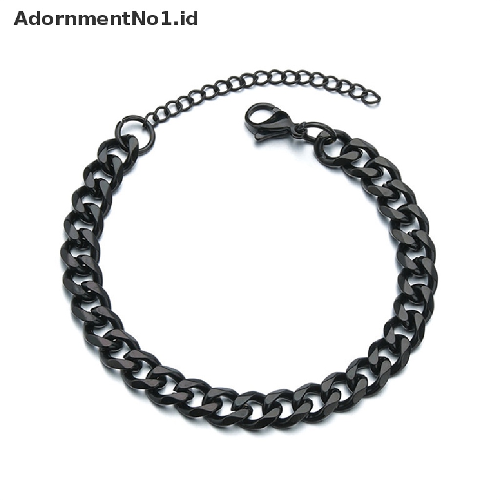 (AdornmentNo1) 2021 Gelang Tangan Rantai Stainless Steel Klasik Lebar 3 / 5 / 7mm Untuk Pria / Wanita