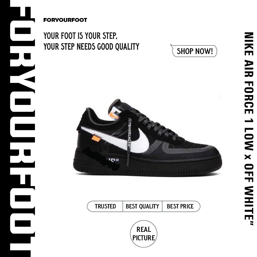 NIKE AIR FORCE 1 LOW x OFF WHITE Tag tembus google (size 40-44)