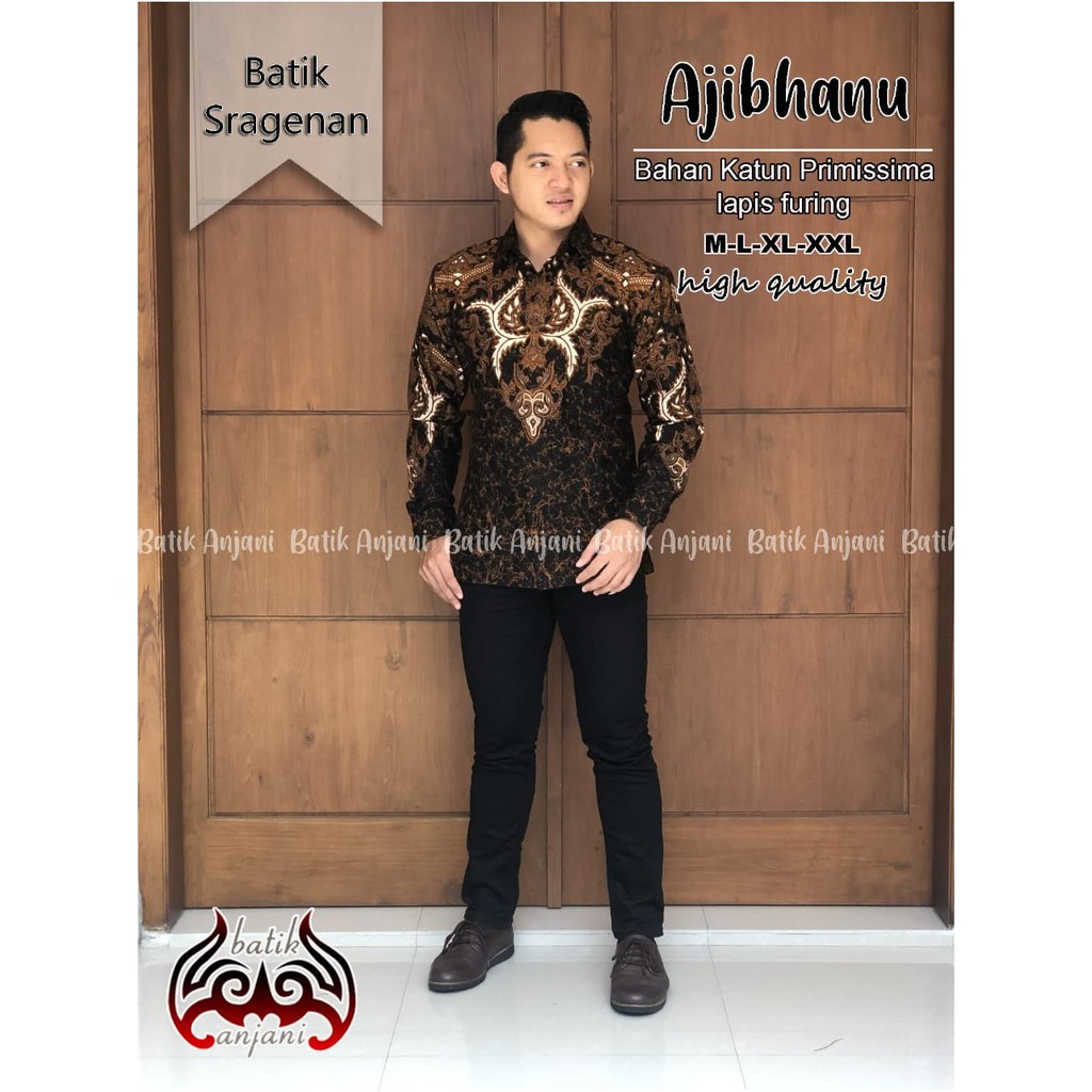 AJIBHANU ANJANI KEMEJA BATIK SOLO PRIA LENGAN PANJANG LAPIS FURING ATASAN BATIK PREMIUM MODERN KATUN HALUS KOKO ARDHANA HITAM KOKO ARDHANA PLATINIUM KOKO ARDHANA NAVY BRAMALYA SKANDIA GURDHO PARI PAMUNGKAS PARANG SRUNING SOGAN GARDHA HITAM GUNUNGAN CATUR