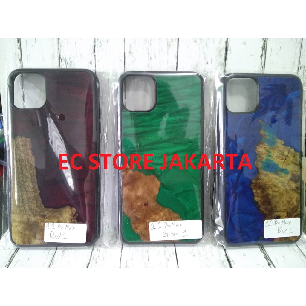 Wood Resin Case iPhone Samsung Huawei Xiaomi Oppo Casing Handphone