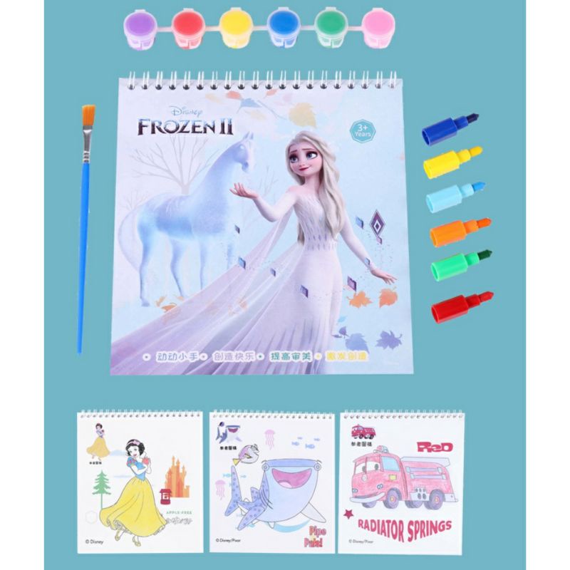 

2in1 coloring and painting activity book buku mewarnai dengan cat painting