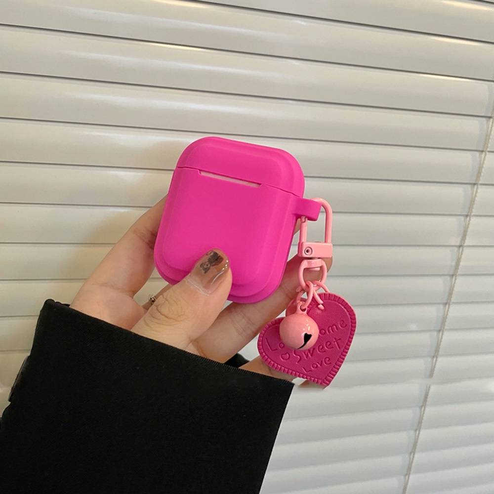 Soft Case Pelindung Earphone Wireless Bluetooth Bentuk Hati Warna Merah Mawar Untuk Airpods 1 2 3 pro