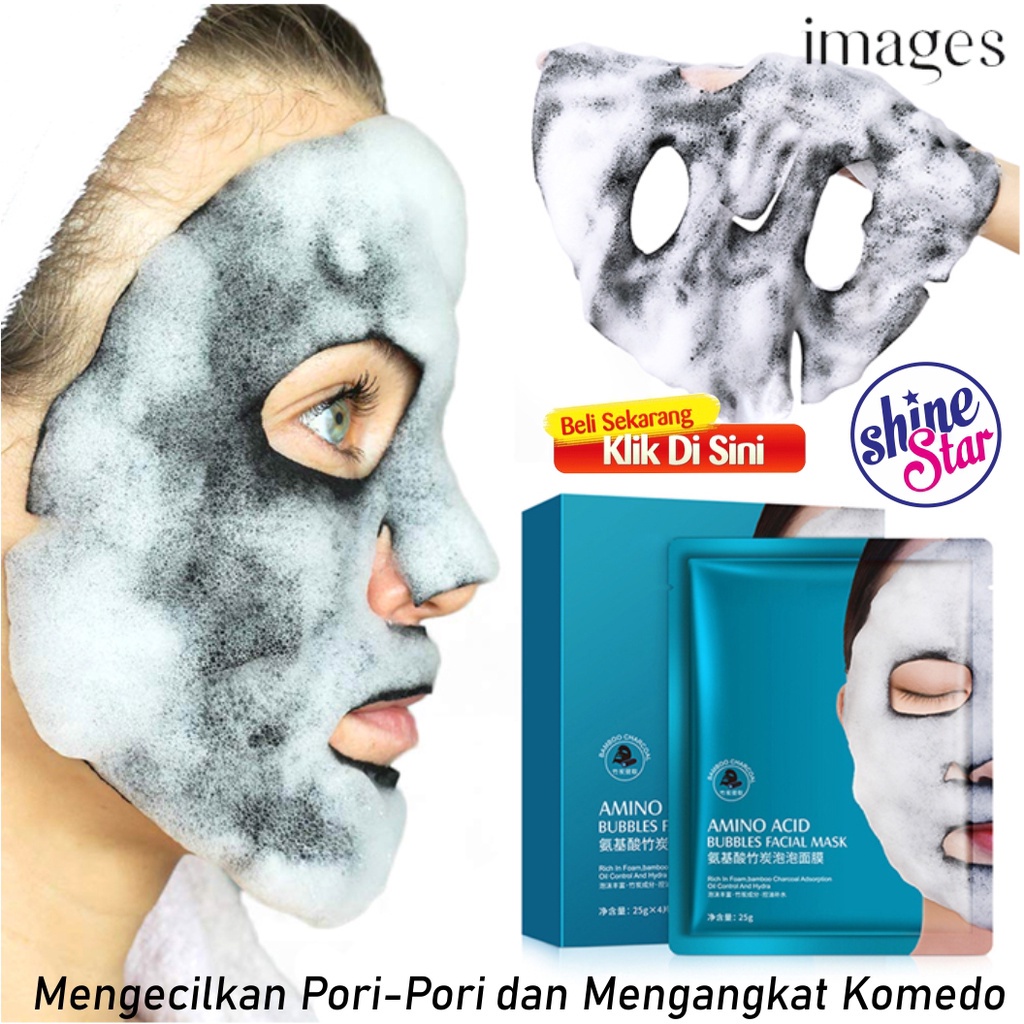 SHINE STAR - [BISA COD] Images Masker Wajah Amino Acid Bubble Arang Bambu Hitam untuk Membersihkan Pori-Pori dan Komedo / Etc - 25gr