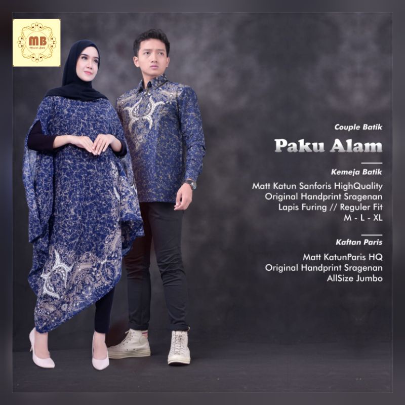 couple kaftan batik paku alam, couple batik kondangan katun all size