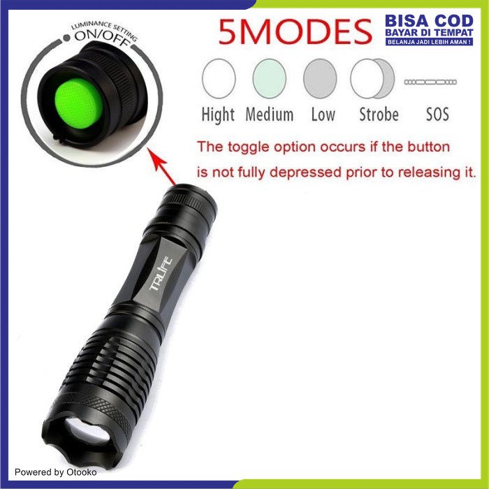 Senter Super Terang Tactical Zoom LED Cree XM-L T6 Max 8000L F18