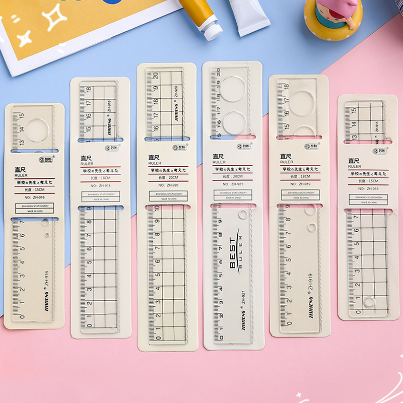 [Ready Stock] Korean Simple Transparent Ruler 15cm/18cm/20cm Student Drawing Measurement Acrylic Ruler