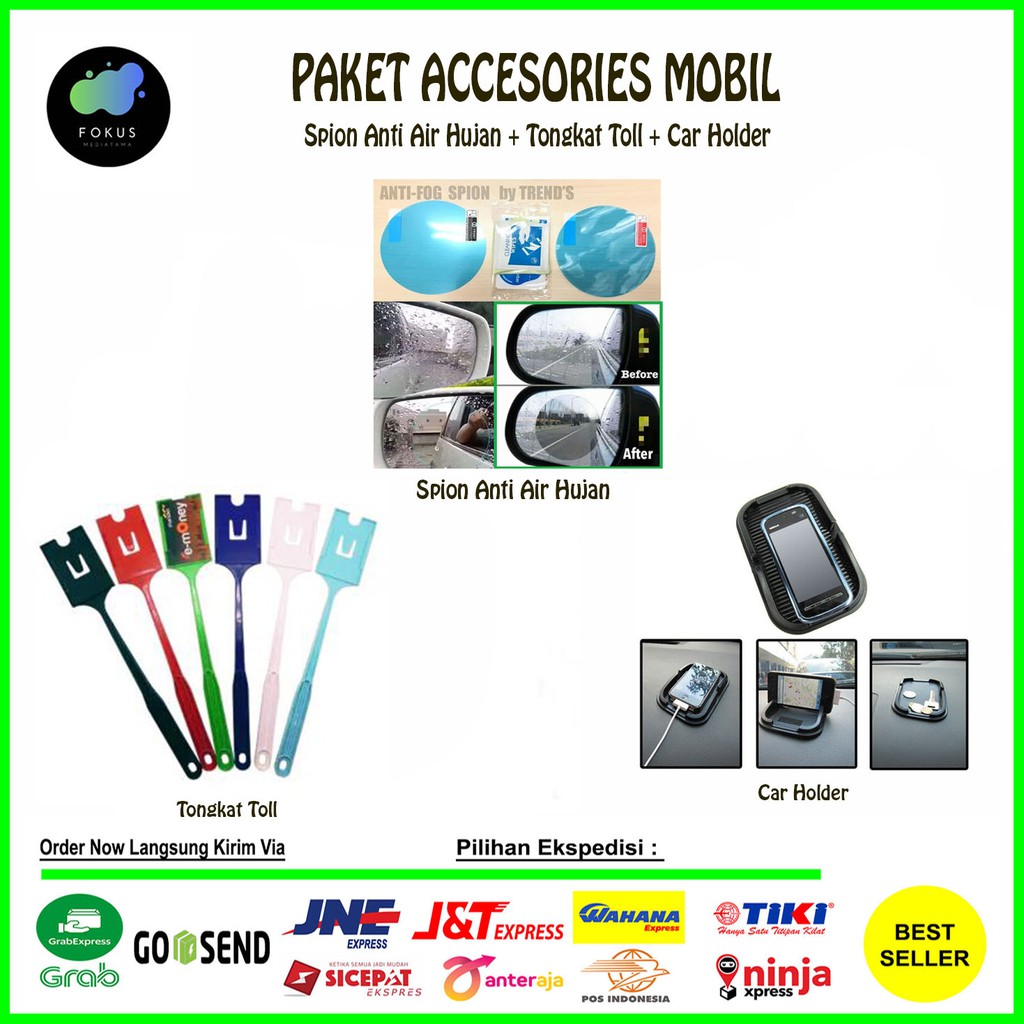 Spion Anti Air Hujan / Anti Fog Spion Mobil | Car Holder | Tongkat Toll | Paket Accesories Mobil