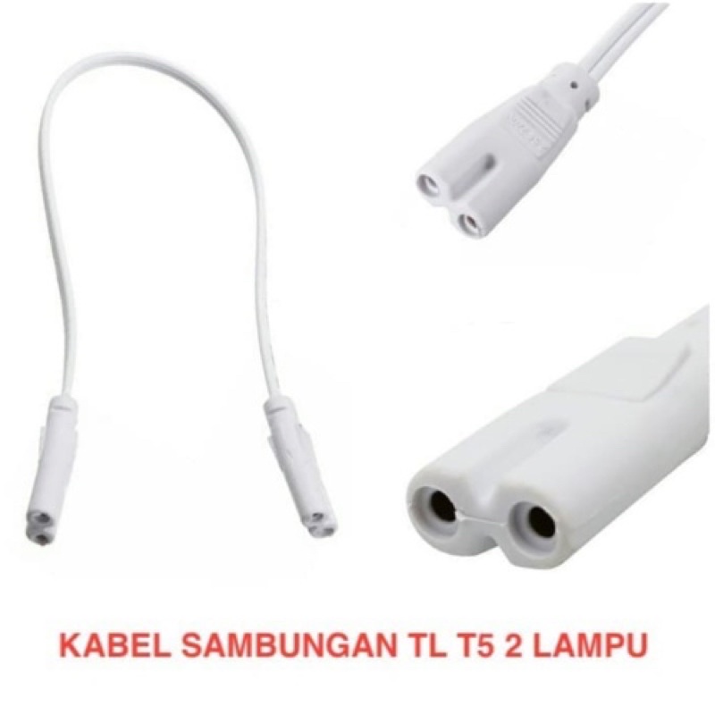 Socket lampu T5 soket kabel power angka 8 penyambung T5 2 arah 2 lampu 2 pin