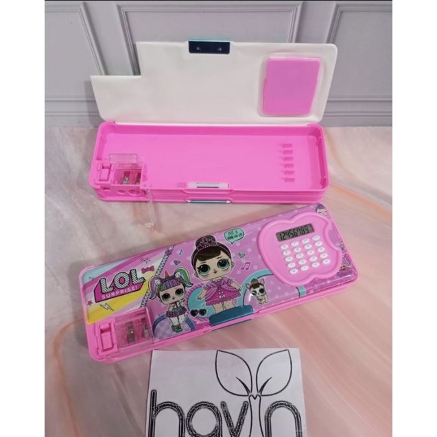 KOTAK PENSIL MAGNET KALKULATOR bentuk APEL/PENCIL CASE-KalkuAPEL LOL