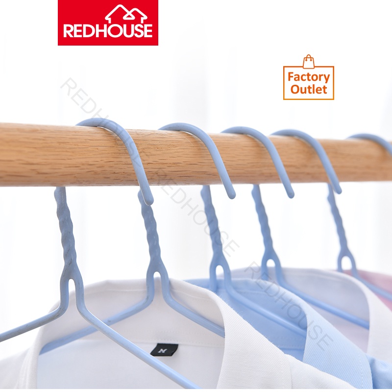 RED HOUSE GANTUNGAN BAJU/ HANGER KAWAT LAPIS PLASTIK ISI 10 Pcs