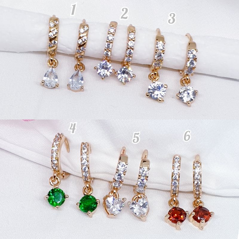 Anting import korea permata zircon tidak karat