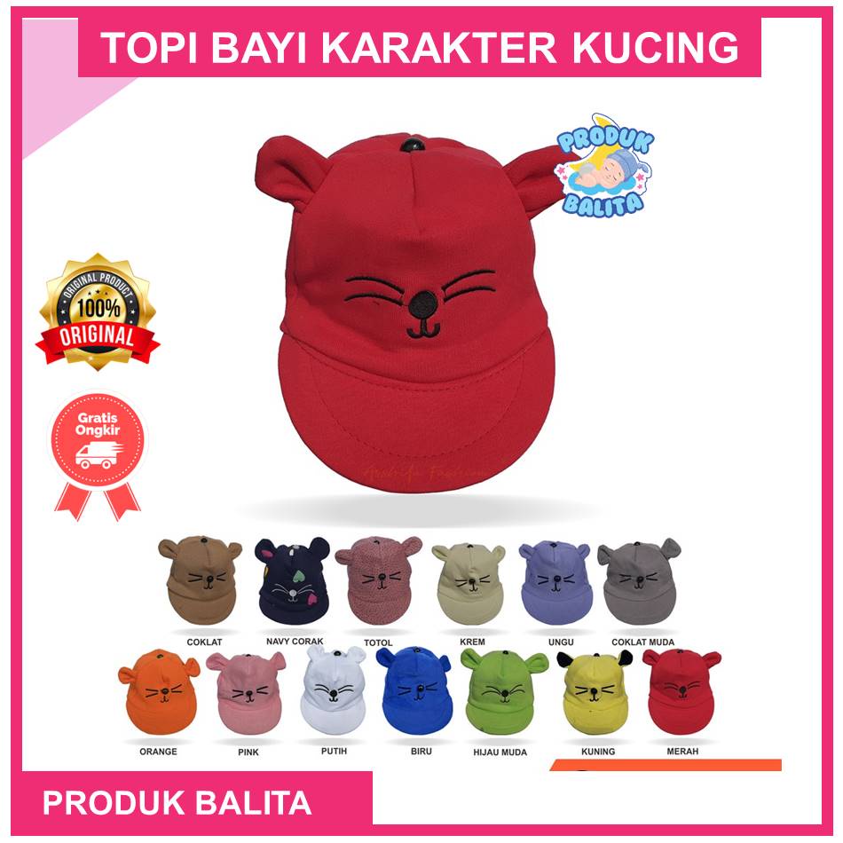 Topi Bayi Lucu Karakter Kucing  Topi Anak Laki-Laki Perempuan Terlaris