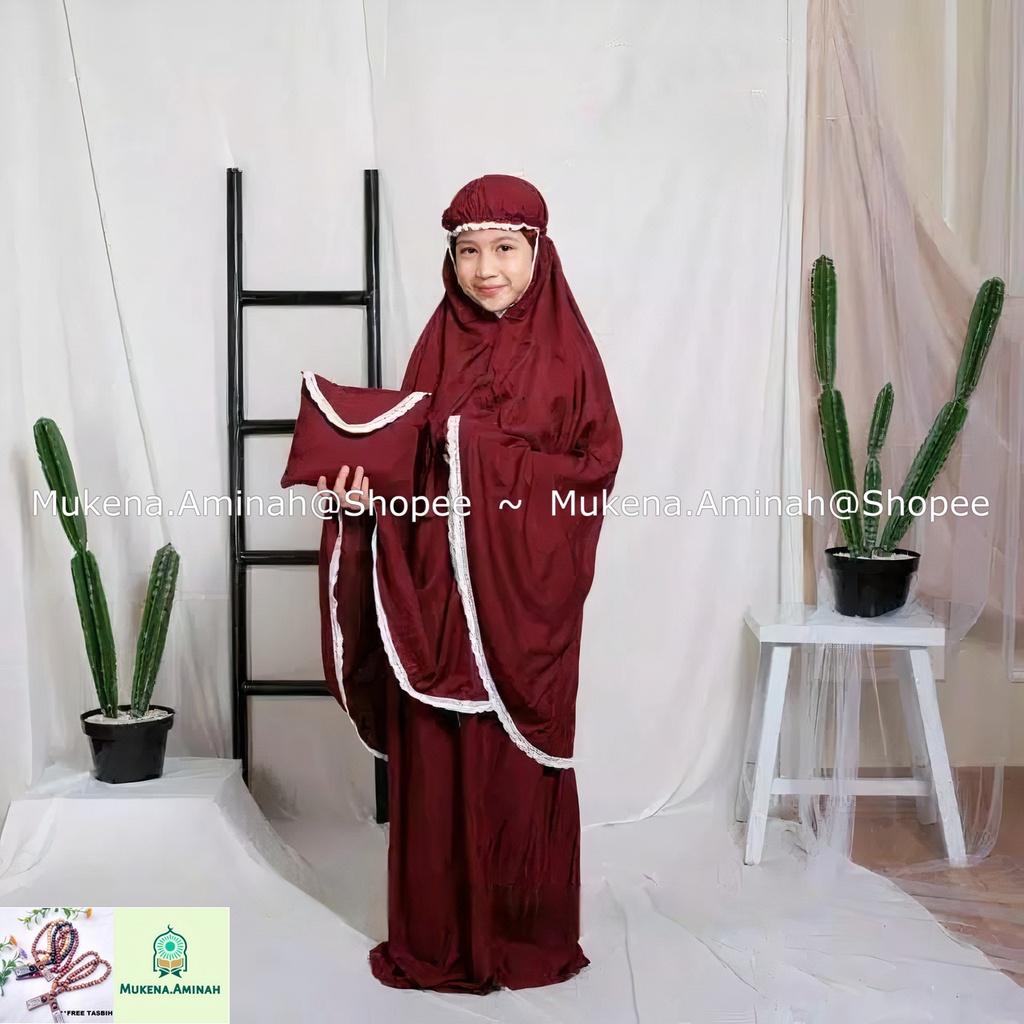 MUKENA ANAK TANGGUNG SHEILA AMPLOP TRAVELING BALI POLOS RENDA