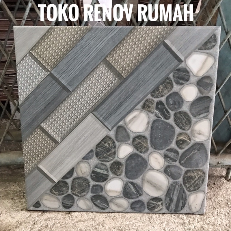 keramik 50x50 kasar/keramik motif batu/ keramik garasi/ keramik taman