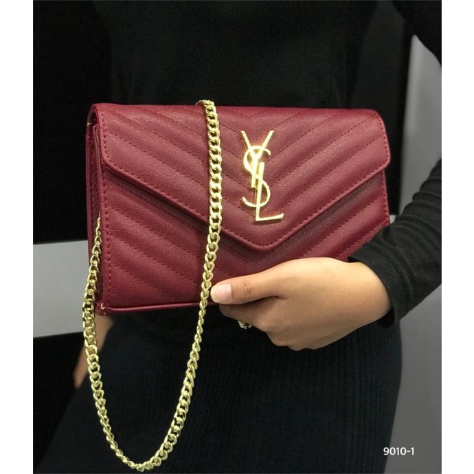 F.C FREE BOX TAS SANDANG SELEMPANG BAHU IMPORT FASHION YSL CAVIAR CLUTCH ENVELOPE LONG 23