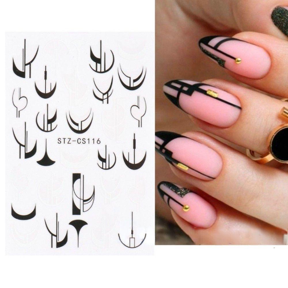 AUGUSTINA Agustina Nail Art Transfer Stiker Populer Geometris Salon Kuku DIY Stiker Kuku Nail Art Decals Nail Art Watermarks