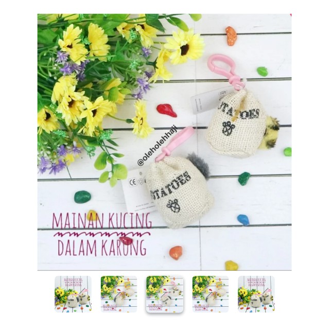mainan kucing dalam karung - gantungan kunci kucing ( BISA BERBUNYI )