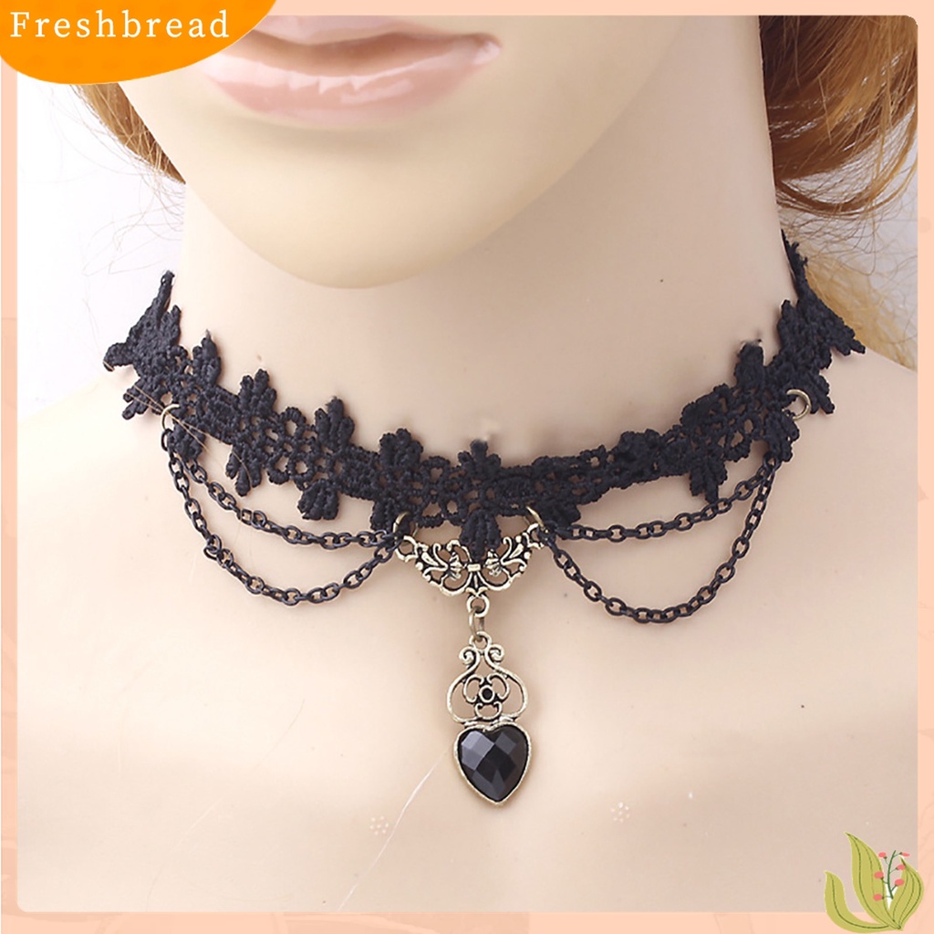[TERLARIS]Necklace Colorfast Lace Edge Alloy Black Lace Chain Necklaces for Wedding