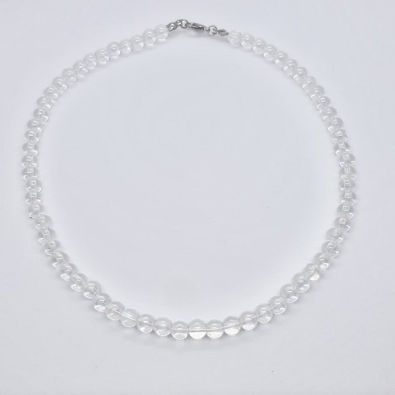 Kalung Mutiara Bening 6mm Pria Wanita Glass Pearl Necklace