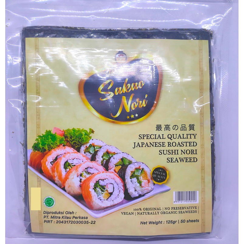 

SAKAO NORI warna HIJAU GELAP - Sushi Nori HALAL uk 21x19 cm Sushi / Gimbab