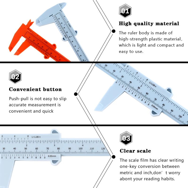 150mm Portable Plastik Ukur Vernier Caliper Bead Micrometer Alat Ukur Akurat Dalika