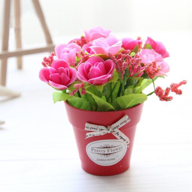 BUNGA PAJANGAN BUNGA MINI SET POT GELAS BUNGA PLASTIK HIAS BUNGA GELAS IMPORT BP8823-4