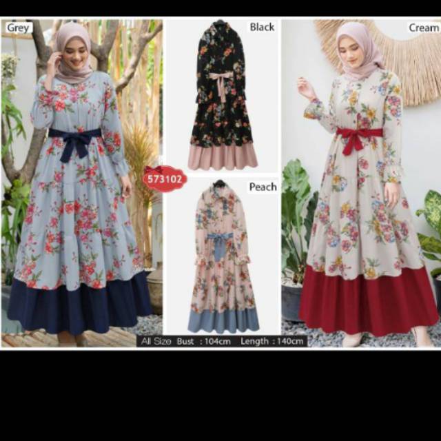 Gamis bunga navy by extu