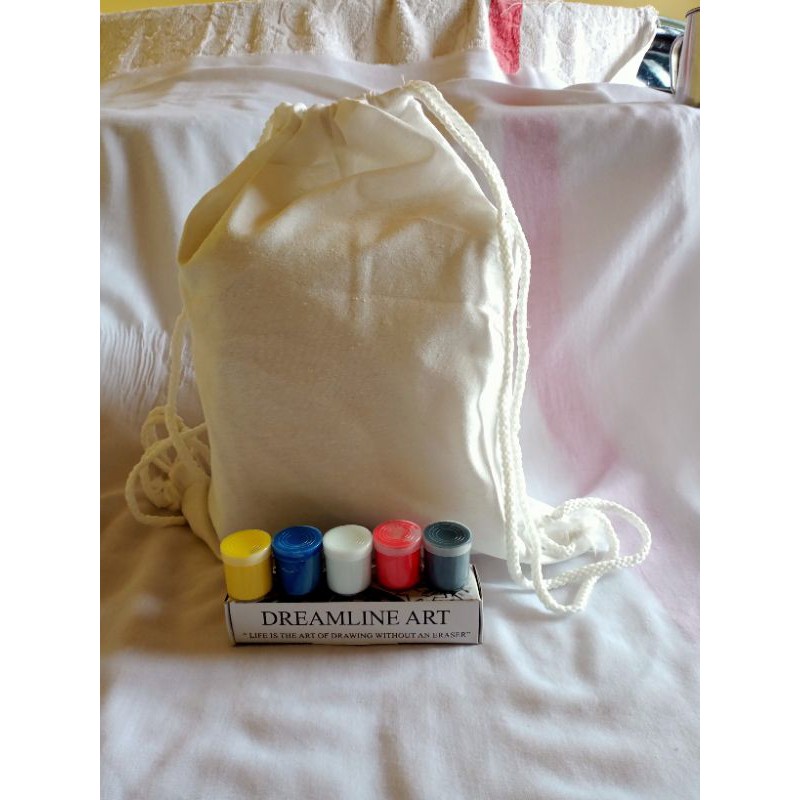 

TAS LUKIS/TAS SERUT/TAS POLOS (STRINGBAG) DAN CAT ACRYLIC SERTA KUAS PALET